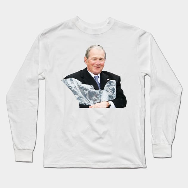 George W Bush Poncho Joy Long Sleeve T-Shirt by tziggles